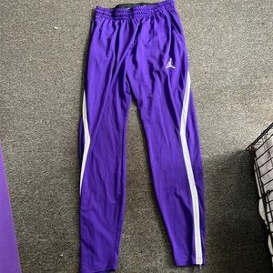 Purple dri-fit Jordan warm-up pants
